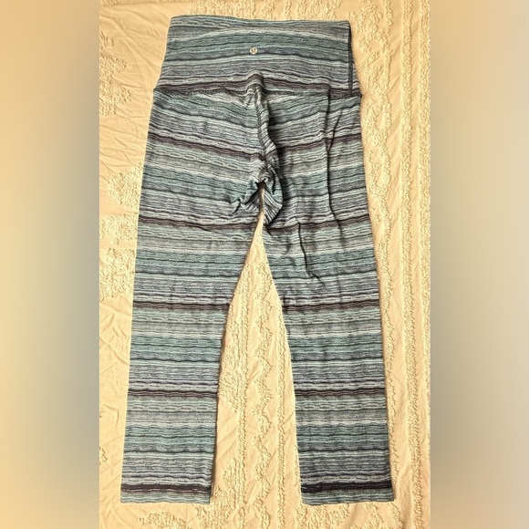 Lululemon Wunder Under Sz 6 Cropped Leggings Heathered Blue Crops - Picture 5 of 8